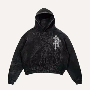 Nouveau Hoodie Personnalisé Imprimé et Brodé à la Main 2024 pour Hommes et Femmes, Coupe Classique, Style Hip-hop Y2K K-Pop, Teint Uni - Product Image 1