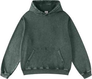 Sweat à capuche personnalisé de haute qualité, lavage à l'acide, 100% coton, poids lourd, épaules tombantes, pull-over imperméable, unisexe, automne, impression numérique - Product Image 1