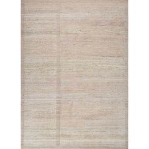 Tapis en laine noué à la main de couleur unie ivoire, grand tapis de salon AIWL-3057 pour la décoration de la maison - Product Image 1