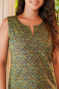 Traditional Bohemian Style Cotton <b>Top</b> Woven Screen Printing Sustainable Handcrafted Casual Straight for Daily Wear Motif <b>Top</b> - Product Image 2