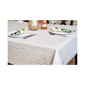 Solid Vibrant Blue 100% Organic Cotton <b>Table</b> Cloth GOTS Certified Bold Lines Embroidered Linen Design Custom Square Parties - Product Image 2