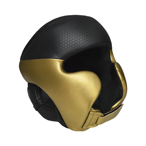คิกบ็อกซิ่งเฮดการ์ดสีดำสีทองสำหรับฝึกศิลปะการต่อสู้และชกมวยทำจากหนัง PU - Product Image 1