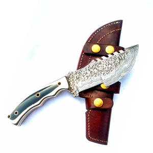 Couteau de chasse en acier Damas sur mesure, fait à la main, lame pleine, couteau de camping en plein air, couteau professionnel en acier Damas - Product Image 3