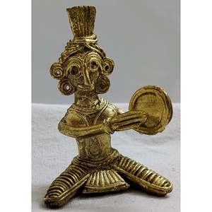 Dhokra Dokra Medium Art Deco Design Madera Showpiece Hecho a mano Lujo Interior Decoración del hogar para oficina con patrón de planta - Product Image 1