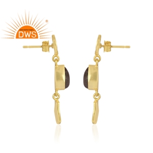 ต่างหูอัญมณีลาบราดอไรต์ธรรมชาติ18K ชุบทอง18K ต่างหูห้อยอัญมณี - Product Image 3