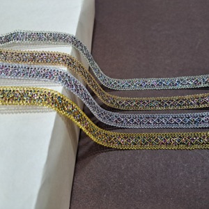 Ruban métallique multicolore en dentelle pour la couture pour les bordures de mariée Vêtements Sacs Motif géométrique en dentelle Recortes Passementerie - Product Image 3