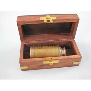 Télescope en or antique Articles de cadeaux promotionnels Boîte nautique avec logo personnalisé Télescope en laiton emballé Articles de décoration pour la maison - Product Image 3