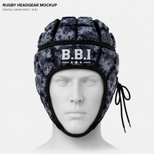 Casque de rugby numérique camouflage marine personnalisé avec logo sur mesure, casque de protection robuste pour joueurs de rugby et équipement d'entraînement - Product Image 1