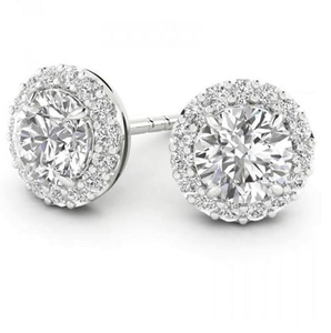 Round Brilliant Cut Diamond <b>Stud</b> VVS Moissanite Diamond <b>Stud</b> <b>Earrings</b> IGI Certified 14K Gold Diamond Hip Hop Style for Women - Product Image 1