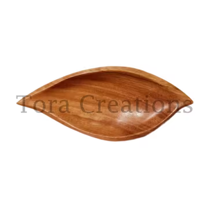 Vente chaude Acacia Bois Feuille Forme Plateau Vaisselle Réutilisable pour Collations Servir Utilisation Polyvalente Prix de Gros - Product Image 2