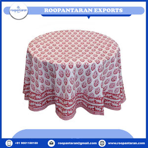 Manteles Redondos Hechos a Mano de Algodón 100% Bien Absorbente Bloque Impreso 20 Láminas Mantel Redondo 150Cms Suministro a Granel - Product Image 2