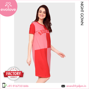 100% coton tricoté Maxi Nighty Sleepwear robe de nuit courte pour femmes dames à vendre du principal revendeur indien - Product Image 3