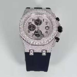 Reloj Mecánico Personalizado de Alta Calidad con Diamantes de Moissanita, Estilo Hip Hop de Lujo, 22 mm, Correa de Cuero Cómoda, Cristal Analógico - Product Image 3