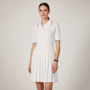 Abito <span class=keywords><strong>Polo</strong></span> Estivo da Donna a Maniche Corte con Gonna Plissettata Traspirante Elasticizzato Stile Golf Tennis Abito Maglione <span class=keywords><strong>Polo</strong></span> in Maglia - Product Image 2