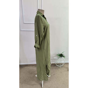 Vestido Largo Holgado con Cuello y Botones Delanteros para Mujer, 34352 - Verde - Product Image 5