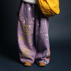 Pantalons de survêtement personnalisés Streetwear Acid Wash Splash Ink Jambes droites Pantalons de survêtement amples et surdimensionnés - Product Image 3