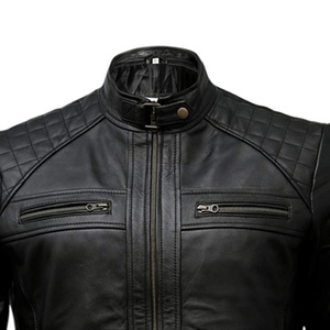 Wholesale Custom Color Sheep Skin Leather Jacket with Stand Collar Waterproof & All Sizes Available for Men - Product Image 6