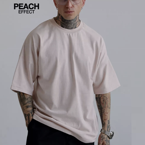 T-shirts en coton épais pour hommes, coupe ample à épaules tombantes, logo personnalisé, qualité supérieure, longueur longue, col rond, manches courtes, respirant - Product Image 1