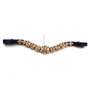 Hecho a mano de alta calidad Mega Bling Crystal Horse Leather ceja Band | Accesorios de caballo brida mayorista Fabricante - Product Image 1