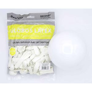 Ballons en latex Party Love 12 cm Blancs 100 pièces Sac Decotex Qualité supérieure - Product Image 1