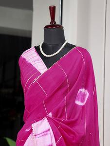 New Beautiful Viscose Chandelier Design with <b>Gota</b> Patti Lace Border Sari for Women - Product Image 3