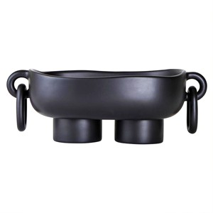 Cuenco oblongo con patas de resina con anillos Cuenco de resina negra en línea al mejor precio Tamaño de producto personalizado Hecho EN LA India - Product Image 1