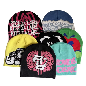 Bonnets personnalisés avec logo sur toute la surface, tricot jacquard, bonnet d'hiver pour l'école, logo, bonnets d'hiver tricotés 2026 - Product Image 1