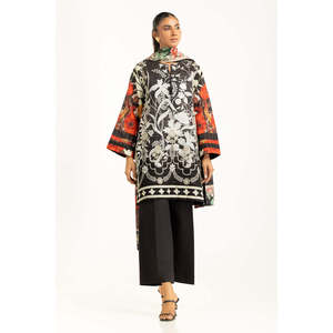 Ensemble décontracté 3 pièces en tissu Khaddar à rayures Mehsuri imprimé IUSTKSD-1247 - Product Image 3
