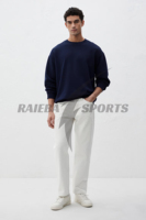 Sweat-shirt en coton vierge de qualité supérieure pour homme et femme, coupe ample, col ras du cou, avec logo personnalisé, style épaules tombantes