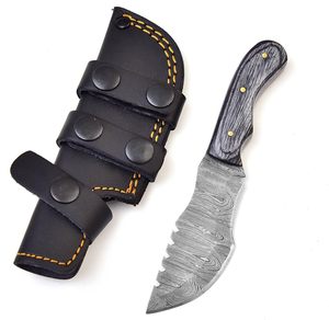 Cuchillo de caza de Damasco para hombres con funda de cuchillo de explorador de transporte horizontal Soporte OEM personalizable para desollar - Product Image 1