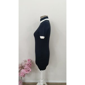 Vestido Mini de Punto Ajustado de Manga Corta y Cuello Alto para Mujer de Jane's, Prenda de Punto Informal de Color Sólido para Uso Diario, Modelo - Product Image 5