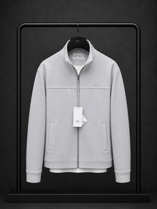 <b>Men's</b> <b>White</b> Cotton Puffer <b>Jacket</b> Stand Collar Zipper Closure Casual Knitted Solid Color Winter Wear Waterproof Nonwoven Front - Product Image 4