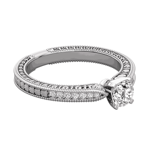 Anillo de Compromiso Estilo Edwardiano con Diamante de Corte Redondo - Product Image 5