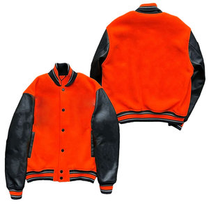 Chaqueta universitaria de béisbol de cuero genuino para hombre con parches bordados Rojo Negro Letterman Winter CollegeBaseballjacket para hombre - Product Image 6
