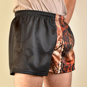 Venta al por mayor de pantalones cortos de rugby de su propio diseño personalizado unisex en blanco 100% poliéster pantalones cortos de rugby - Product Image 5