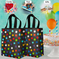 Bolsa de Mano de Material Plástico con Estampado de Puntos de Colores, Impresa con Serigrafía, Reutilizable, Plegable, Resistente, con Asas Resistentes y Base Gruesa