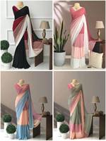 Tissu georgette indien élégant et élégant Bollywood, sari fantaisie imprimé numérique, chemisier sari exclusif, vêtements ethniques fantaisie, les plus vendus
