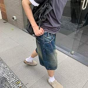 Short en jean personnalisé pour hommes, baggi en jean de haute qualité, baggy en jean pour hommes, short en jean foncé avec poche pour hommes - Product Image 5