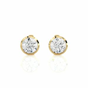 Round Cut Shaped Bezel <b>Set</b> <b>Stud</b> <b>Earrings</b> For Women - Product Image 3