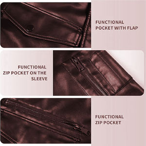 Veste de Moto Unisexe en Cuir pour Hiver 2025 Nouveau Décontracté Slim Fit Épaissie Grande Taille Col Montant Logo Avant en Cuir - Product Image 3