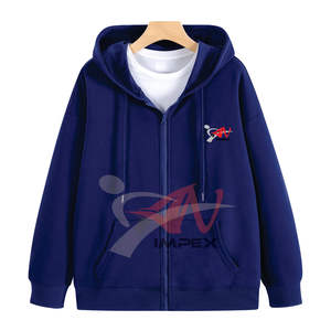 Wholesale High Quality Drop Shoulder Twill Lining Long Sleeve Heavy Cotton <b>Zip</b> up <b>Hoodies</b> With <b>Pockets</b> for Men - Product Image 6