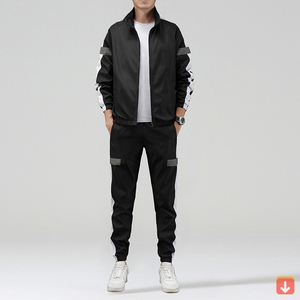 Vente en gros de 2 pièces de survêtement de sport pour homme en coton/polyester, imprimé sur mesure, grande taille, écologique, respirant, séchage rapide, OEM - Product Image 5