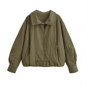 ZATRHMBM 2025 Summer Fashion Breathable Buckled Flight Jacket Coat Retro Casual <b>Belt</b> Style Long Sleeve Lapel Women's Outerwear - Product Image 2