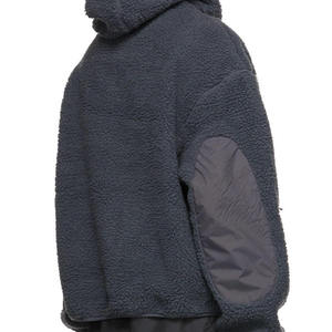 Sweat à capuche en polaire Sherpa à fermeture éclair OEM pour hommes, manches longues, coudes, poche avant, sweat à capuche en polaire personnalisé - Product Image 6