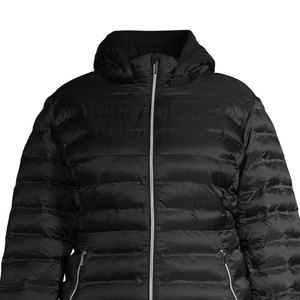 Blouson matelassé pliable pour femme grande taille avec capuche, blouson matelassé noir brillant, petit matelassé, fermeture éclair intégrale, hiver, style unique - Product Image 6