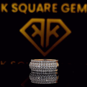 Anillo de diamantes de moissanita ICED OUT, anillos de diamantes de corte redondo, anillo de media eternidad helado para hombre de Plata de Ley 925 - Product Image 3