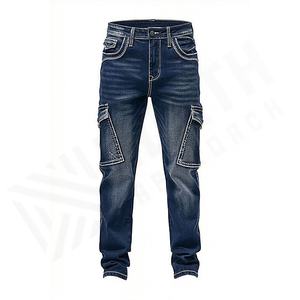 Service OEM Pantalons en jean sur mesure pour hommes Stretch Style unique Jeans Coupe ajustée Droite Business Formelle Casual Pantalons personnalisés - Product Image 1
