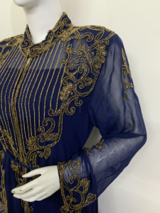 2025 Latest Indian <b>Ladies</b> Georgette Silk Embellished Kaftan Dress Embroidery Crystal Glass Beads Work Long Party Wedding Ready - Product Image 2