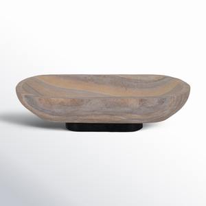 Cuenco decorativo de mármol blanco ecológico, bandeja de piedra hecha a mano, plato de mármol de lujo moderno elegante, bandeja de servicio poco profunda, pieza central - Product Image 5