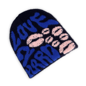 Fabricant de tricot chaud pour l'hiver Logo personnalisé Fourrure partout imprimé Style sans manchette Jacquard Mohair Beanie Skully Hat Cap - Product Image 4